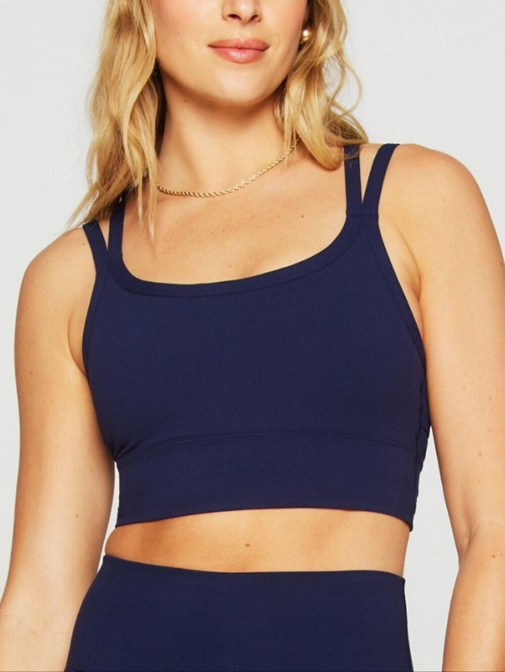 Fabletics Deep Navy Blue Principal Longline Medium Impact Sports Bra Size Medium